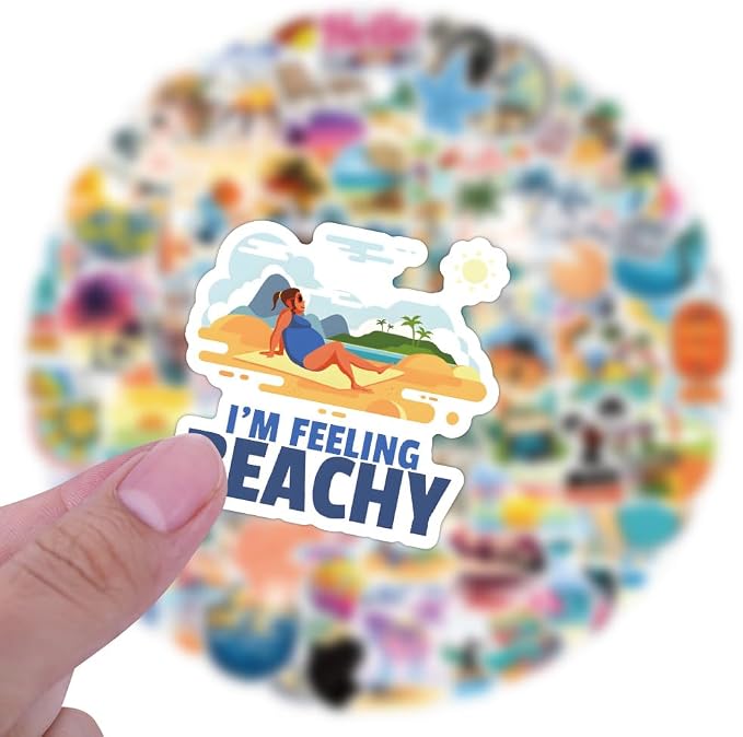 120PCS Hawaii Themed Stickers for Water Bottles, Summer Beach Scene Sticker - Image 3