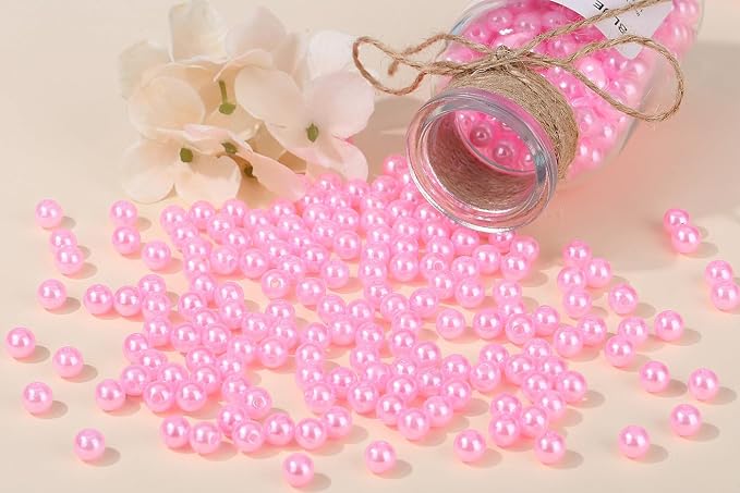 DUQGUHO Pink Pearl Beads for Crafts 6mm Plastic Pearl Beads - Image 3