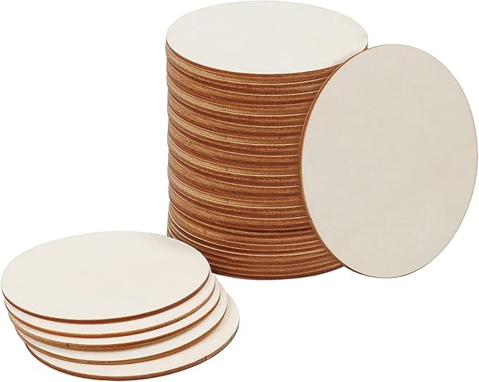 30 Pieces 4" Inch Unfinished Round Wood Discs by Thiecoc