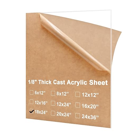 KINLINK 18x24 Plexiglass Sheets 1/8 inch Thick, 3mm Clear Cast Acrylic Sheet by KINLINK