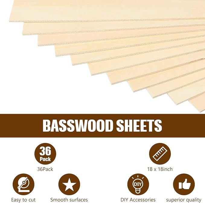 Riakrum Basswood Sheets Plywood Board Unfinished Wood Boards - Image 3
