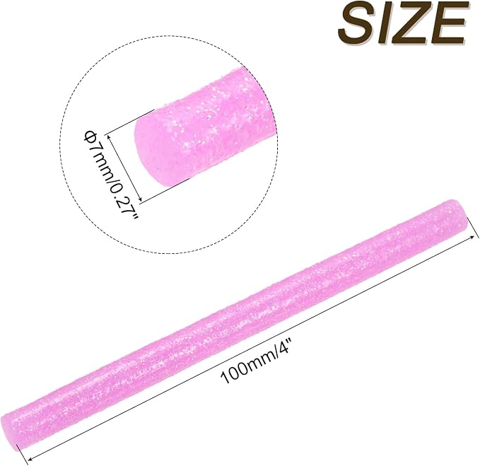 uxcell Mini Hot Glue Sticks for Glue Gun 7mm x 100mm Glitter Light Pink 12pcs - Image 2