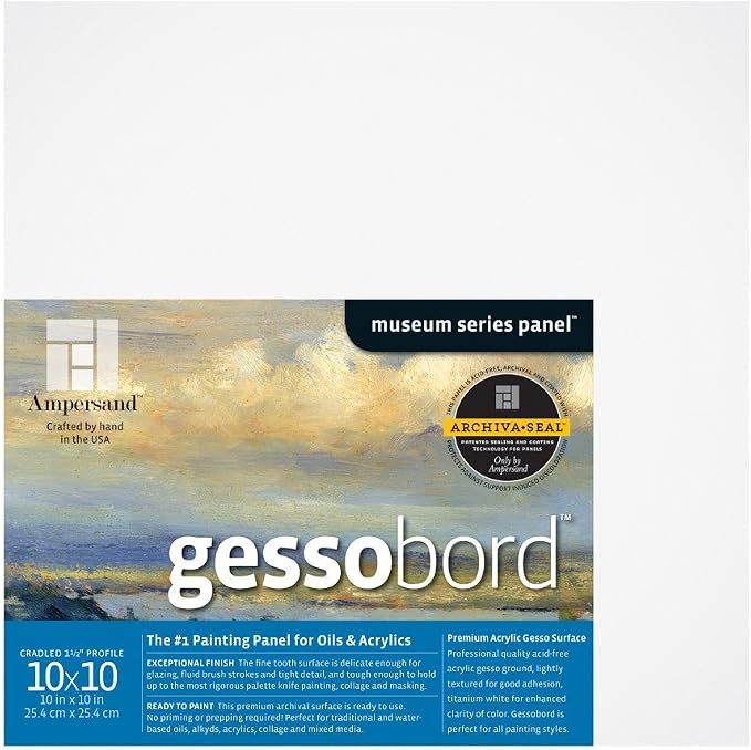Ampersand Art Supply Museum Series Gessobord | 10x10 | 2" Cradled Profile | by AmpersandArtSupply