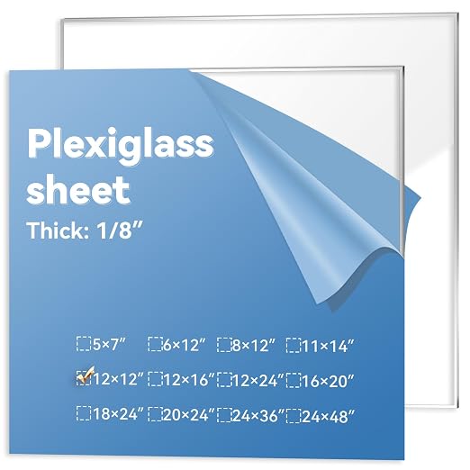 2 Pack Clear Plexiglass Sheets 1/8 inch Thick 12×12In Custom Size Plexiglass by Polvtor