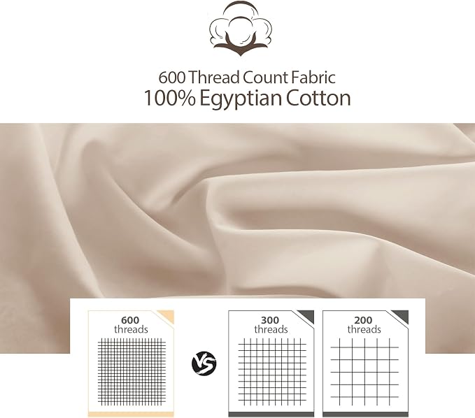 100% Egyptian Cotton Fitted Sheet Twin-XL/Split King Size, 600 Thread Count - Image 6