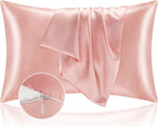BEDELITE Satin Pillowcase with Zipper, Coral King Size Pillow Cases Set of 2 by BEDELITE
