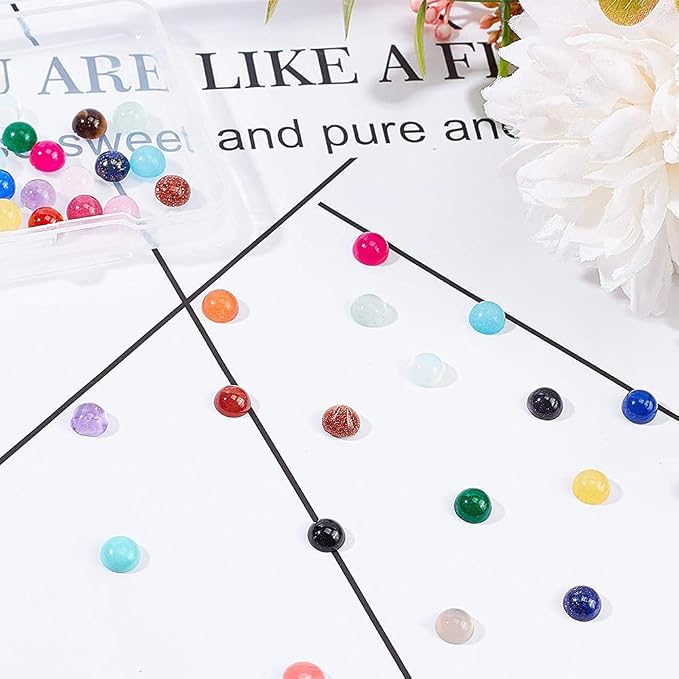 SUPERFINDINGS 46Pcs Natural Gemstoness Cabochons 6mm Half Round Cabochon Beads - Image 5