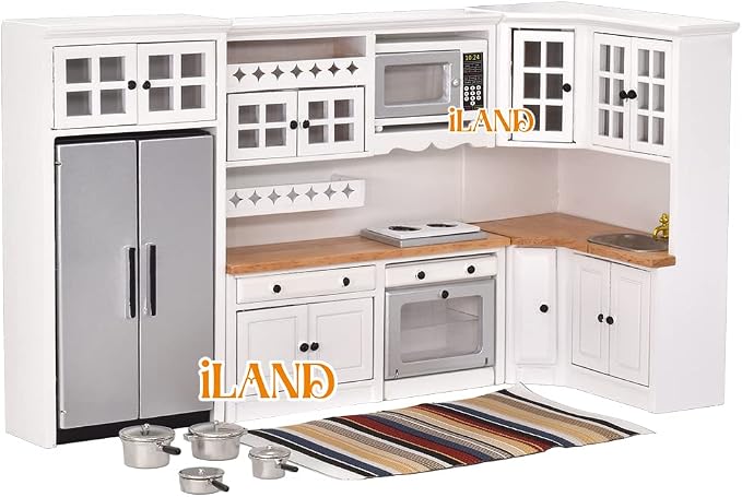 iLAND Dollhouse Furniture and Accessories Set Dollhouse Kitchen Modern Kit - Image 2