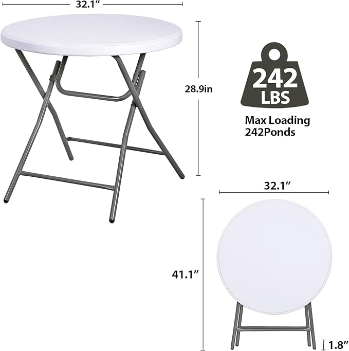 SUPER DEAL 32in Cocktail Table, Indoor Outdoor Portable High Top Table - Image 3