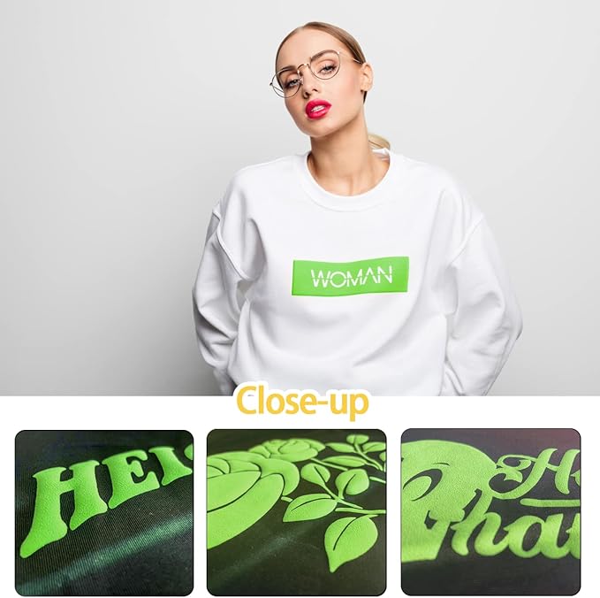 3D Puff Heat Transfer Vinyl, Neon Green, 3 Sheets 12inx10in | 3D Puffy Iron on - Image 3