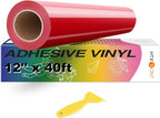 HTVRONT Red Permanent Vinyl, Glossy Red Adhesive Vinyl Roll | by HTVRONT