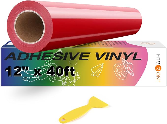 HTVRONT Red Permanent Vinyl, Glossy Red Adhesive Vinyl Roll | by HTVRONT