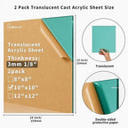 1/8 Thick 10 x 10 inch Translucent Acrylic Sheets - Image 2