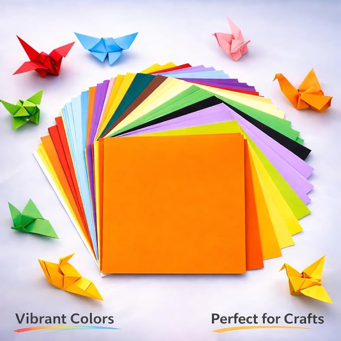 BUBU Origami Paper 500 Sheets 6x6 Inch Square with20 Vivid Colors - Image 2