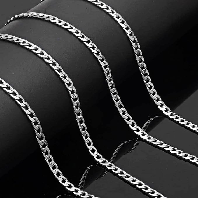 Jishi 16ft Cuban Link Chain Roll 6mm Silver Stainless Steel Necklace Chains - Image 4