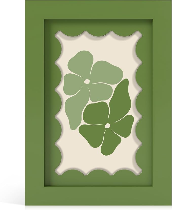 4x6 Picture Frame with Real Glass, Wooden cute 4 x 6 Photo Frame with Wavy Mat by THKRLOF