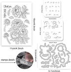 Flowers Clear Stamps and Dies for Card Making Layering Coloring Stencil Set - Image 2