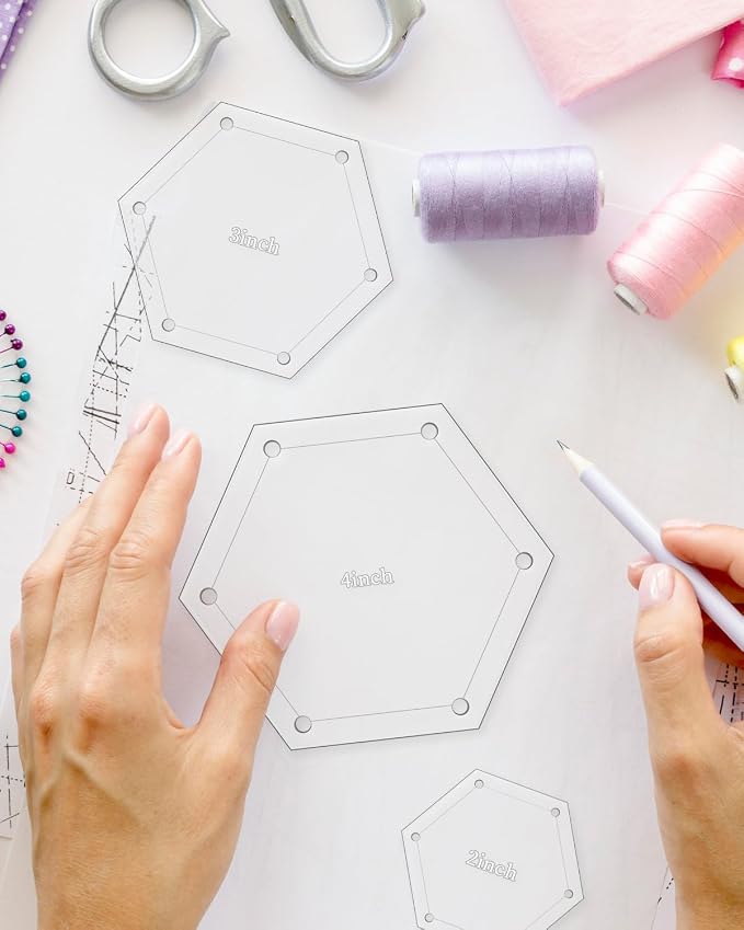6 PCS Hexagon Templates Quilting 1", Acrylic Quilting Templates - Image 7