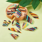 FASHEWELRY 16Pcs Geometric Resin Wood Earring Charms Colorful Wooden Earring - Image 7