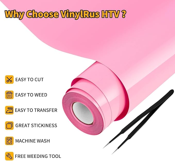 VinylRus Heat Transfer Vinyl-12” x 25FT Iron on Vinyl Roll - Image 3