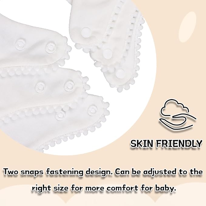 Bamery Baby Bandana Bibs White Cotton Drool Bibs for Drooling and Teething Absorbent for Boy Girl