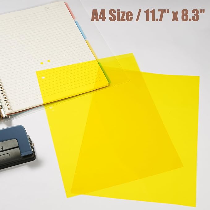 10-Pack A4 Colored PVC Flexible Plastic Sheets, 0.3mm Yellow Transparent Film - Image 2