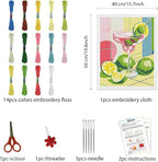 FREEBLOSS 11CT Cocktail Stamped Cross Stitch Kits Full Embroidery Kits - Image 2