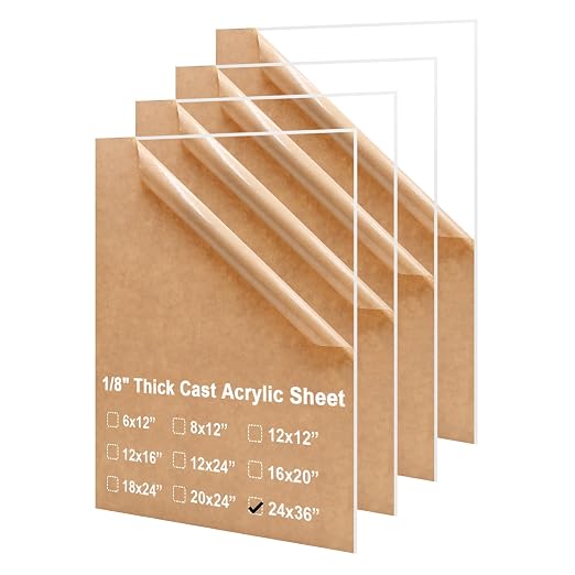 KINLINK 24x36 Plexiglass Sheets 1/8 inch Thick, 3mm Clear Cast Acrylic Sheet by KINLINK