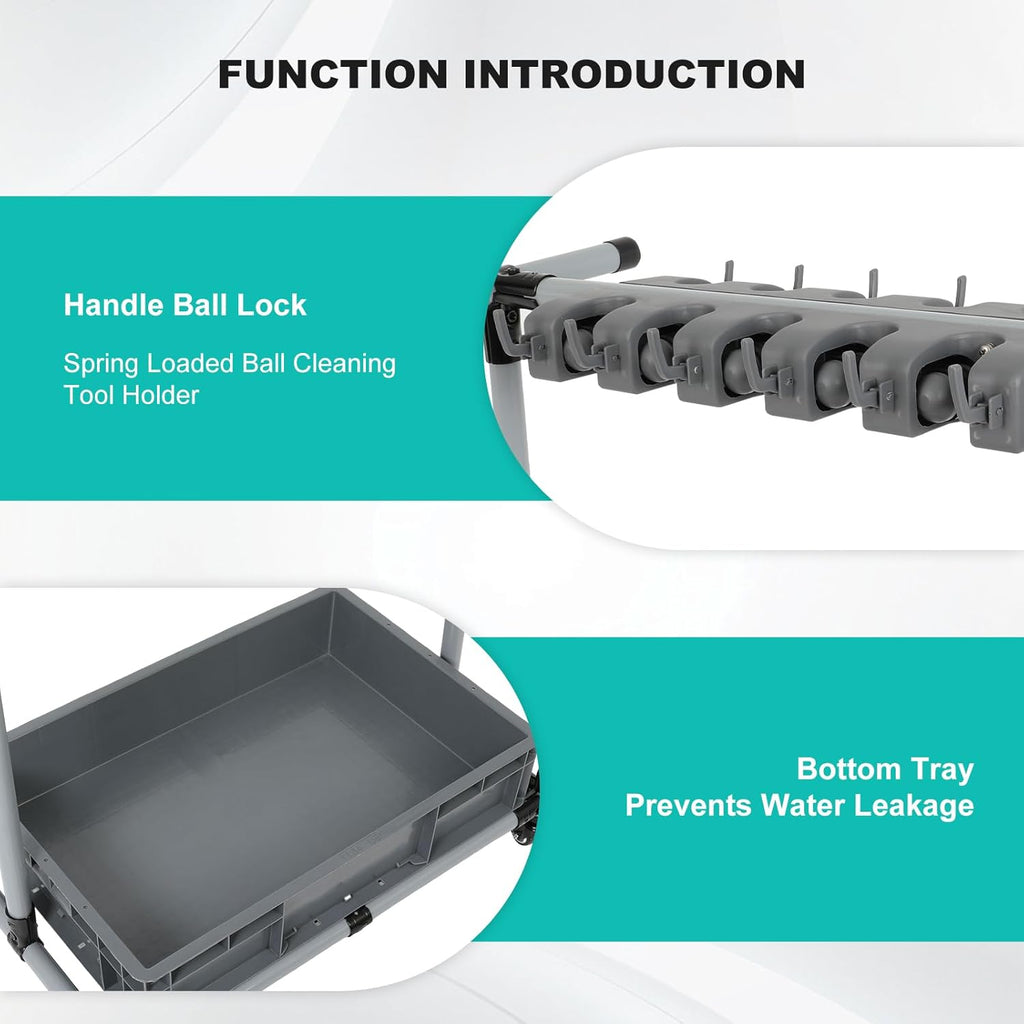 Rolling Cleaning Cart with Mop & Broom Organizer,Movable Floor-Mounted Mop Rack Floor Standing Cleaning Tool Cart with Wheels for Housekeeping, Garage &Garden