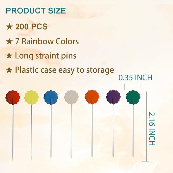 200Pcs Flat Head Sewing pins, Straight Pins - Image 2