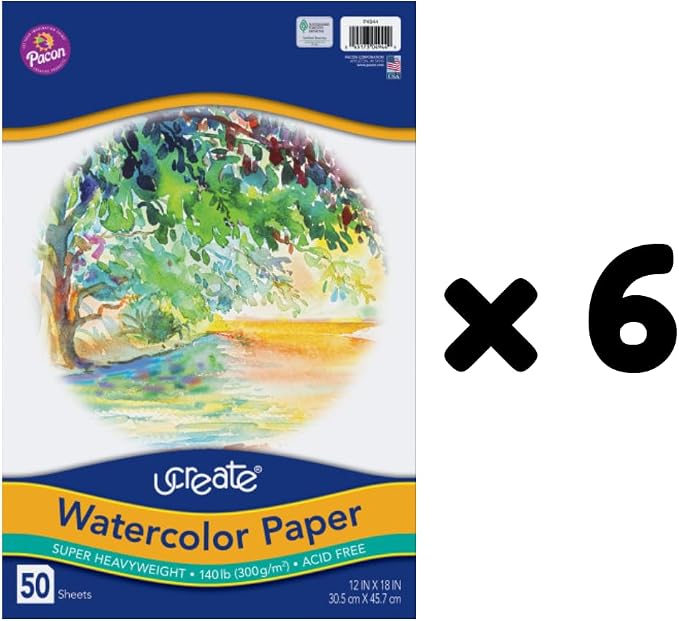 UCREATE 140 lb. Watercolor Paper, 50 Sheets/Pack, 6 Packs | Super Heavyweight - Image 3