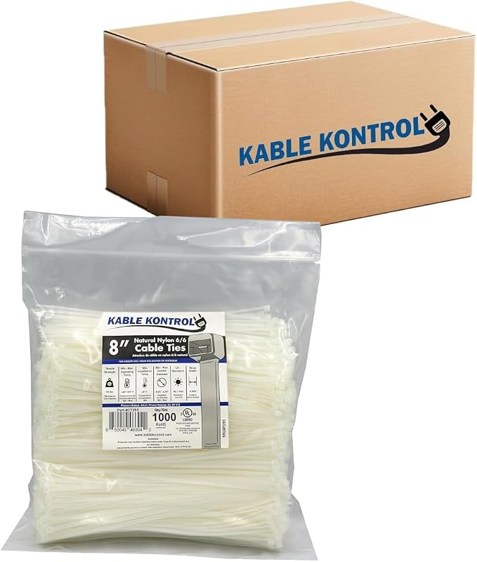 Kable Kontrol Cable Zip Ties Natural White 25, 18 Lbs Tensile Strength by KABLEKONTROL%C2%AE