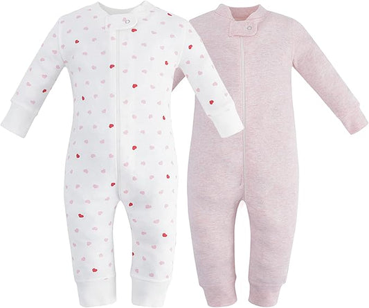 Owlivia Organic Cotton Baby Boy Girl Zip up Sleep 'N Play Pjs, Footless, Long Sleeve