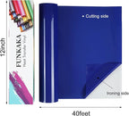 FUNKAKA Blue Heat Transfer Vinyl Rolls, Adhesive Glossy HTV Vinyl - Image 2