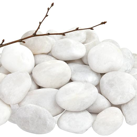 2.2 lb Natural Polished White Pebbles, 1-2 Inch Decorative White Rocks by RUOJAS