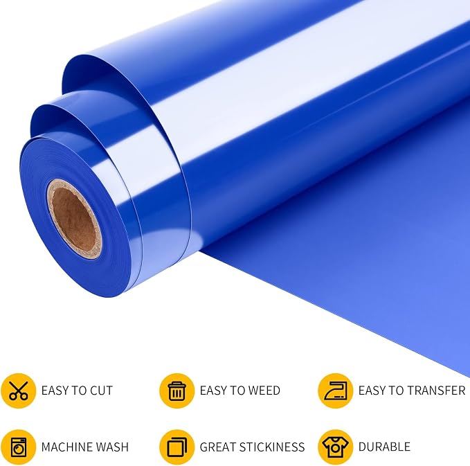 VinylRus Heat Transfer Vinyl-12” x 35FT Royal Blue Iron on Vinyl Roll - Image 4