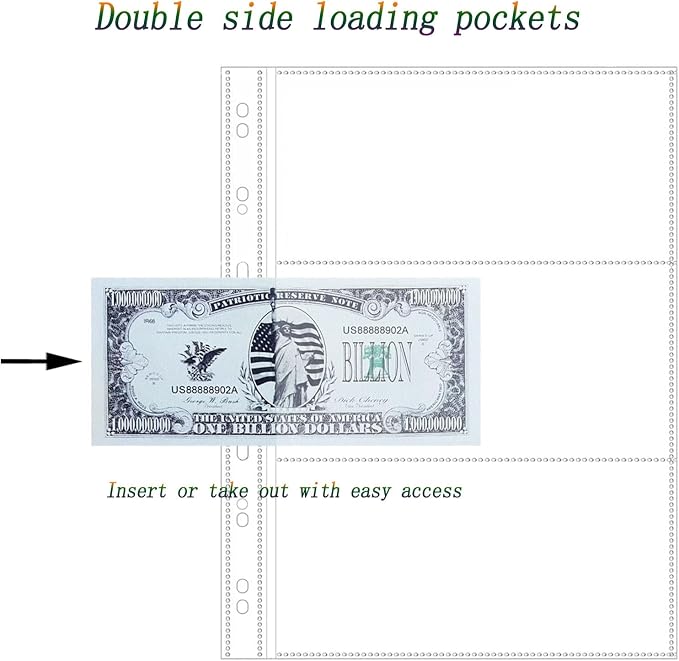 576 Pockets Coin Collection Album Book & 60 Pockets Currency Sleeves Paper Money - Image 8