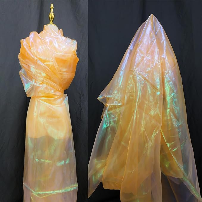 Orange Iridescent Organza Fabric by Unknown