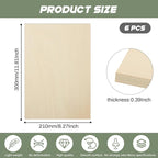 6 Pack Plywood Sheets, Unfinished Wood Boards Blanks - Image 2