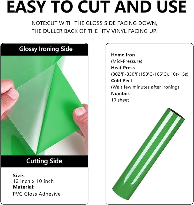 FUNKAKA Fruit Green HTV Heat Transfer Vinyl Rolls, Adhesive HTV Vinyl - Image 2