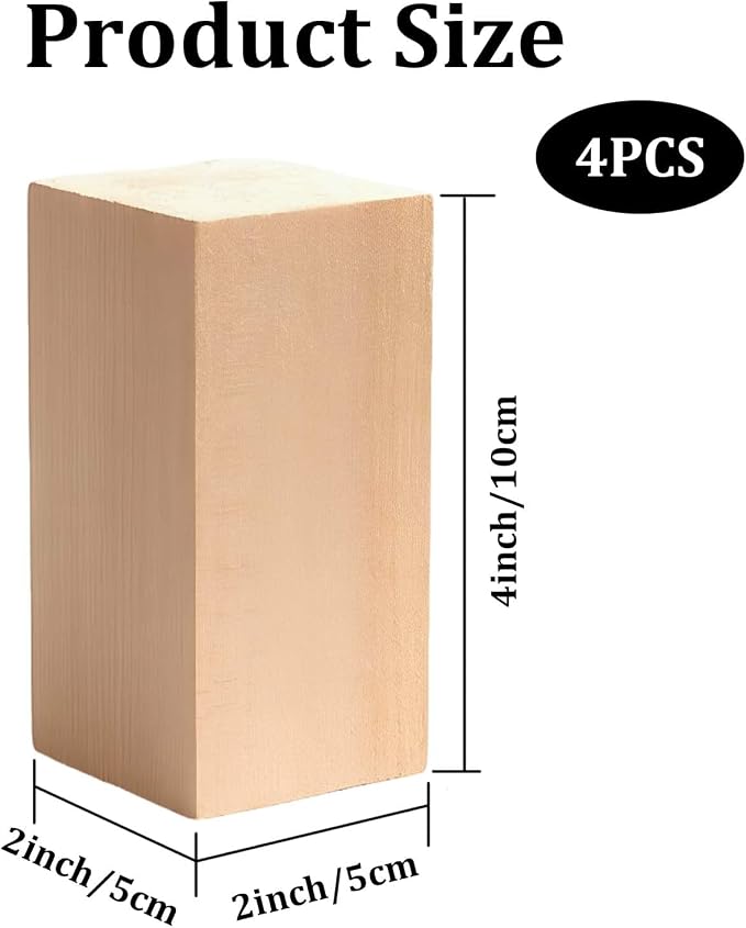 4 Pack Basswood Carving Blocks, DIY Crafts - Image 2