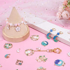 SUNNYCLUE 1 Box 56Pcs 18 Styles Rabbit Charm Flower Charms Bulk Metal Enamel - Image 3
