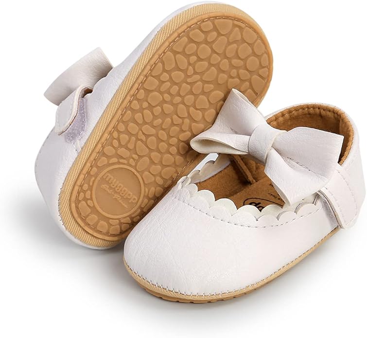 COSANKIM Baby Girls Mary Jane Flats Shoes Anti-Slip Rubber Sole Infant Toddler Princess Wedding Dress Shoes