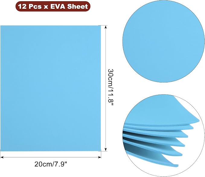 uxcell Light Blue EVA Foam Sheets, 11.8x7.9 in 1.8mm Thick Handicraft Foam Paper - Image 2