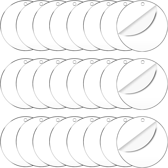 Clear Acrylic Circle with Hole, 75x1.5 mm, 50 Pieces | Transparent, Ornament by Senbota