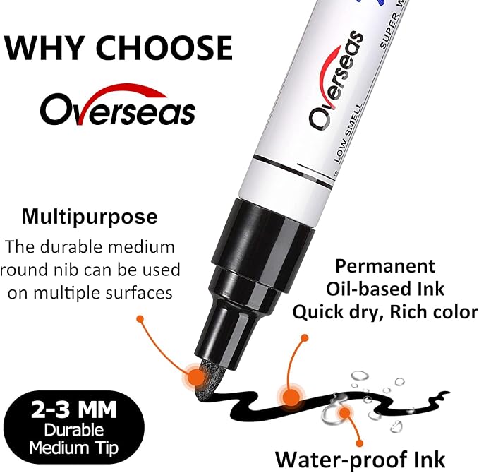 Overseas Green Paint Pens Permanent Markers, 3 Oil Based Paint Makrers | Medium - Image 2