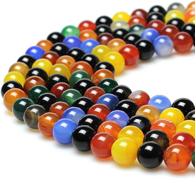 MJDCB Natural Stone Beads Colorful Agate Round Loose Beads - Image 7