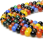 MJDCB AAA Natural Multicolor Agate Beads Round Colorful Stone Energy Healing - Image 7
