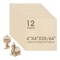 12 Pack Basswood Sheets 4"×4"×25/64" Unfinished Plywood Sheet | Smooth Thin by Unknown