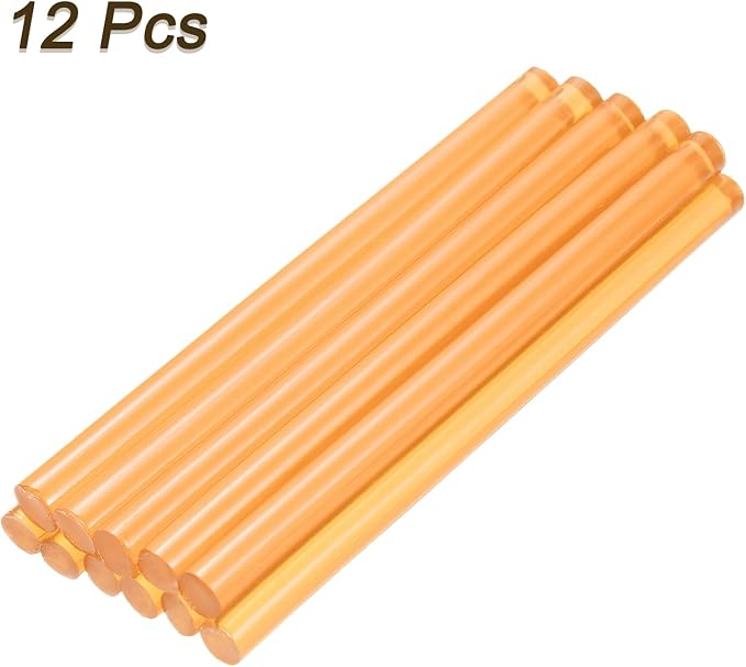 uxcell Mini Hot Glue Sticks for Glue Gun 7mm x 100mm Transparent Orange 12pcs - Image 3